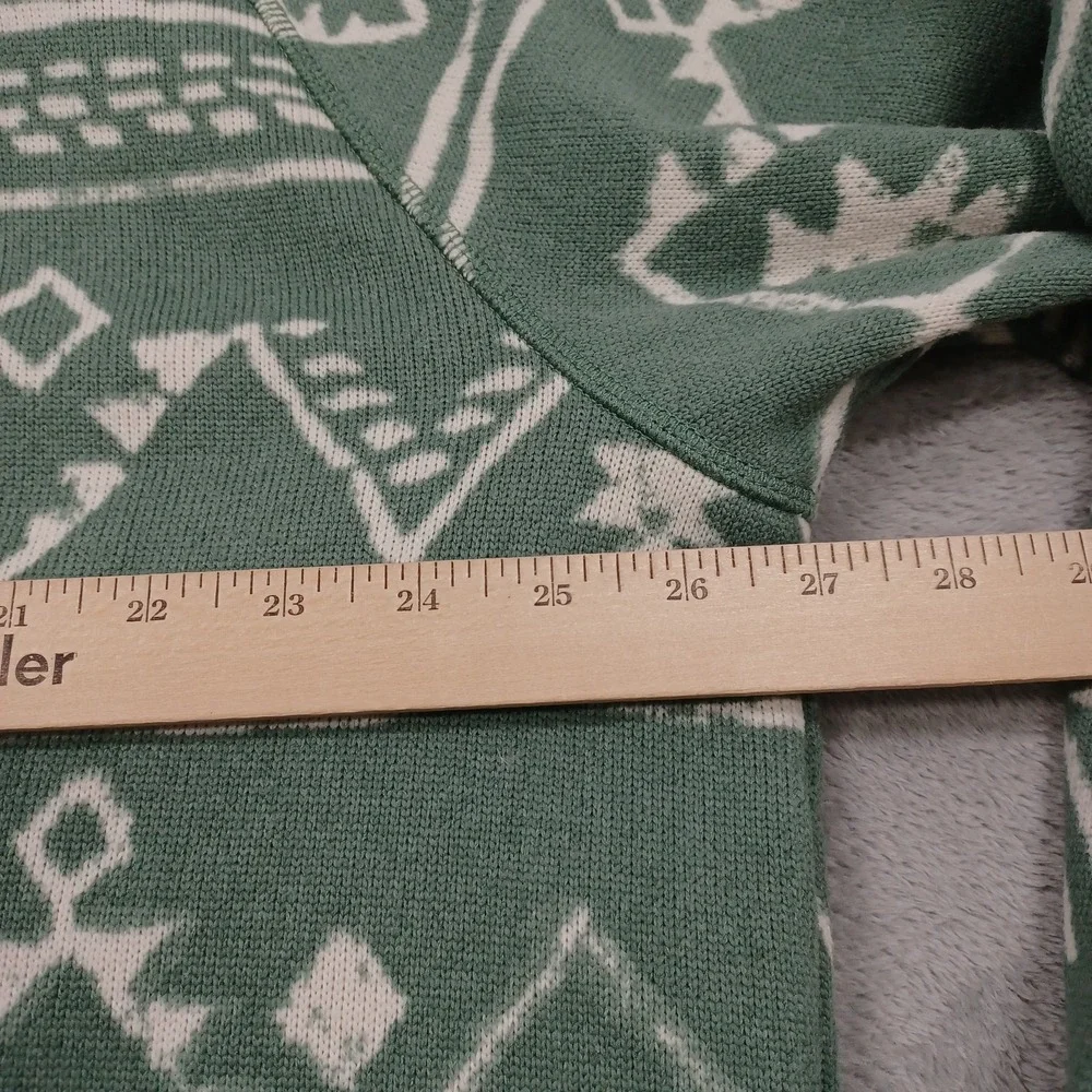 North Face Sweater Mens XXL Green Geometric Fleece 1/4 Zip Pullover‎ Pocket